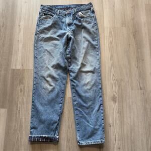 Men's Vintage L.L. Bean Flannel Lined Double Classic Light Blue Jeans Sz 34 x 34